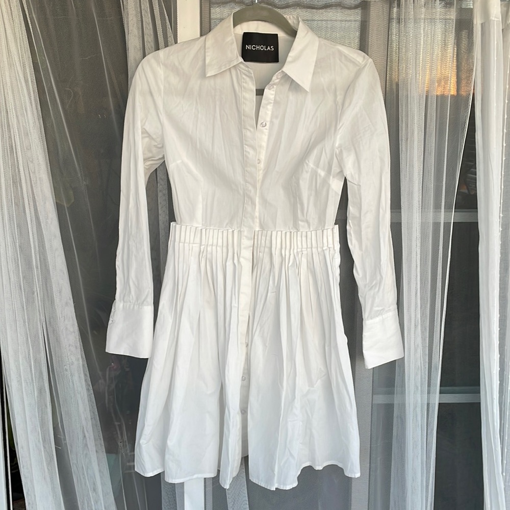 NICHOLAS white pleated dress